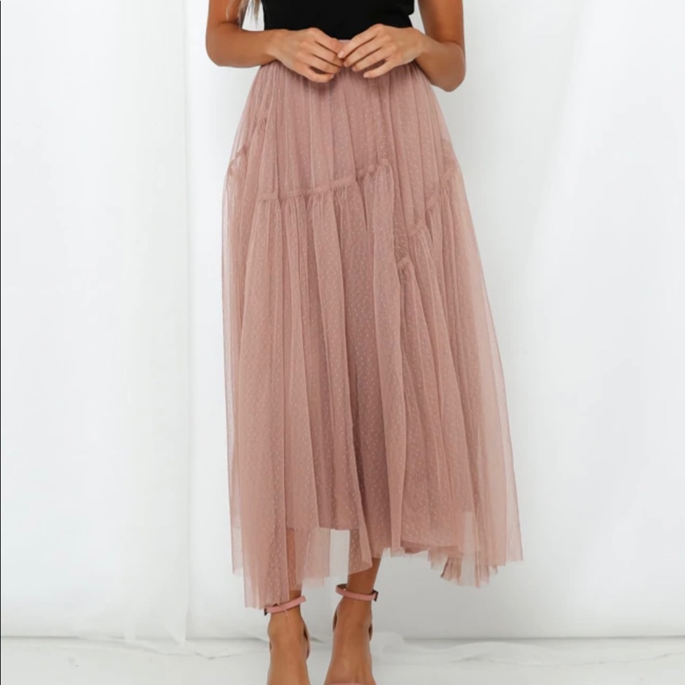 Hello Molly Another Fairytale Midi Skirt Dark Blush